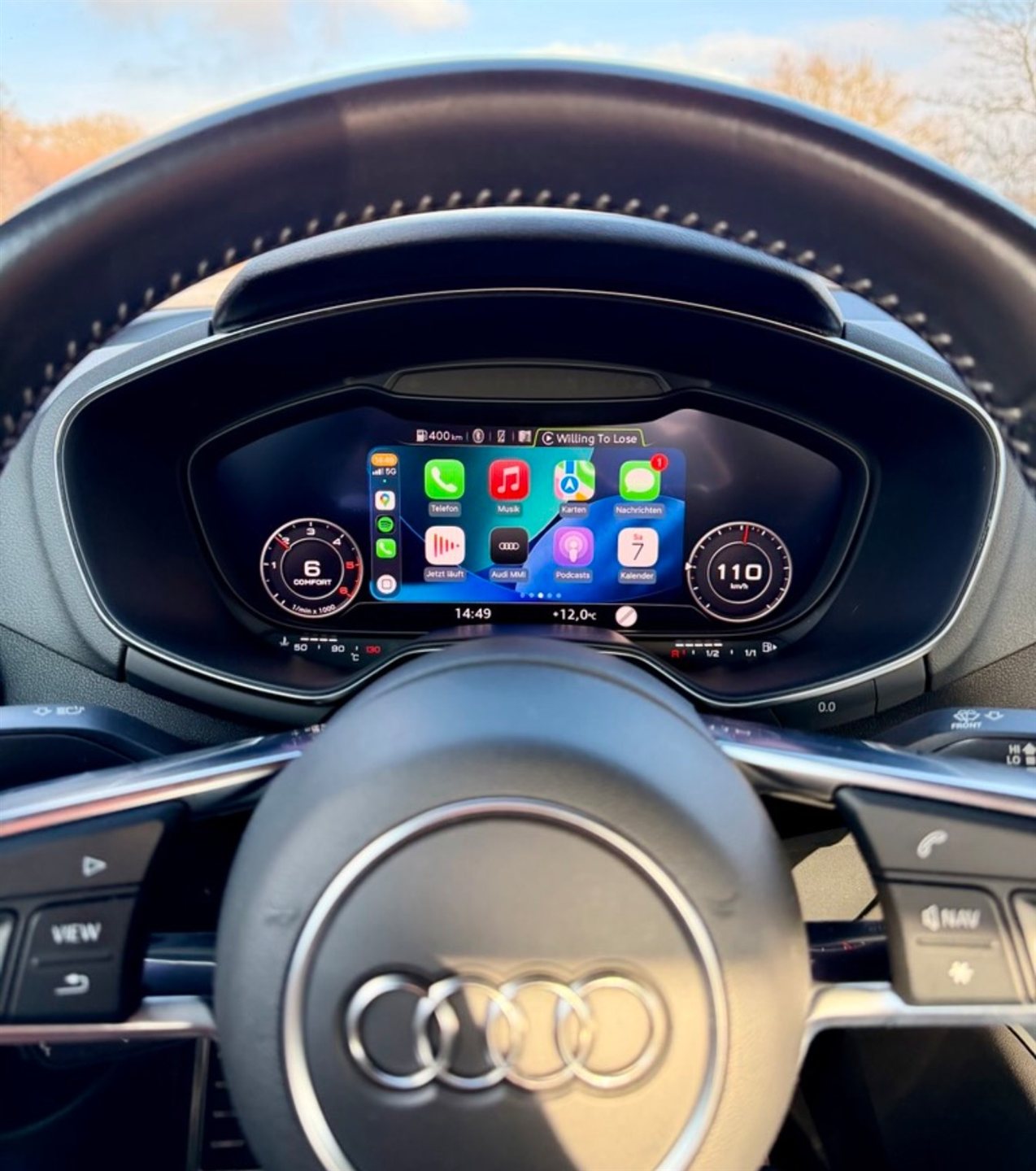 CarPlay-Darstellung im digitalen Audi-Kombiinstrument